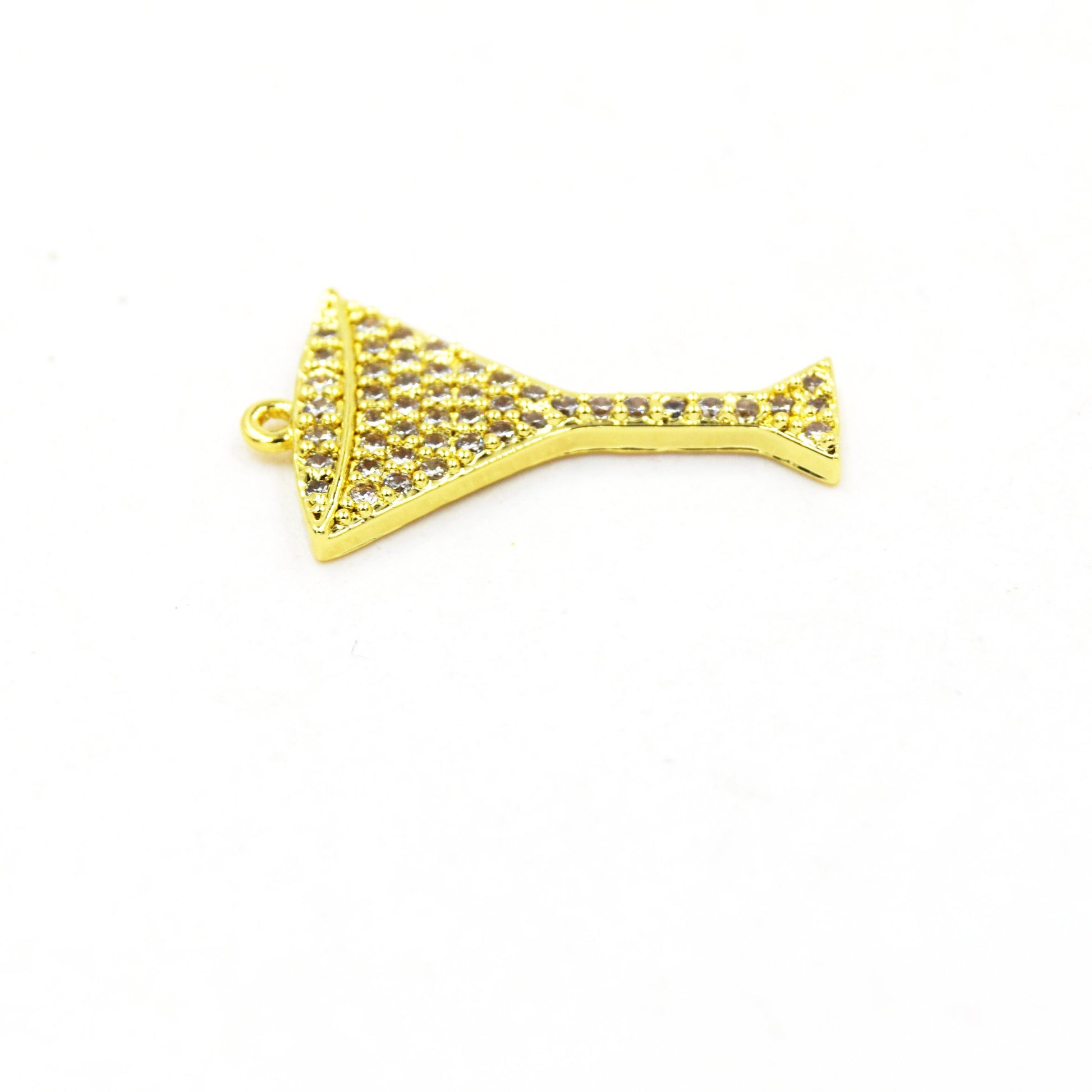 CZ Pendant | 15mm x 23mm Martini Glass Shaped Cubic Zirconia Gold Plated Pendant/Charm