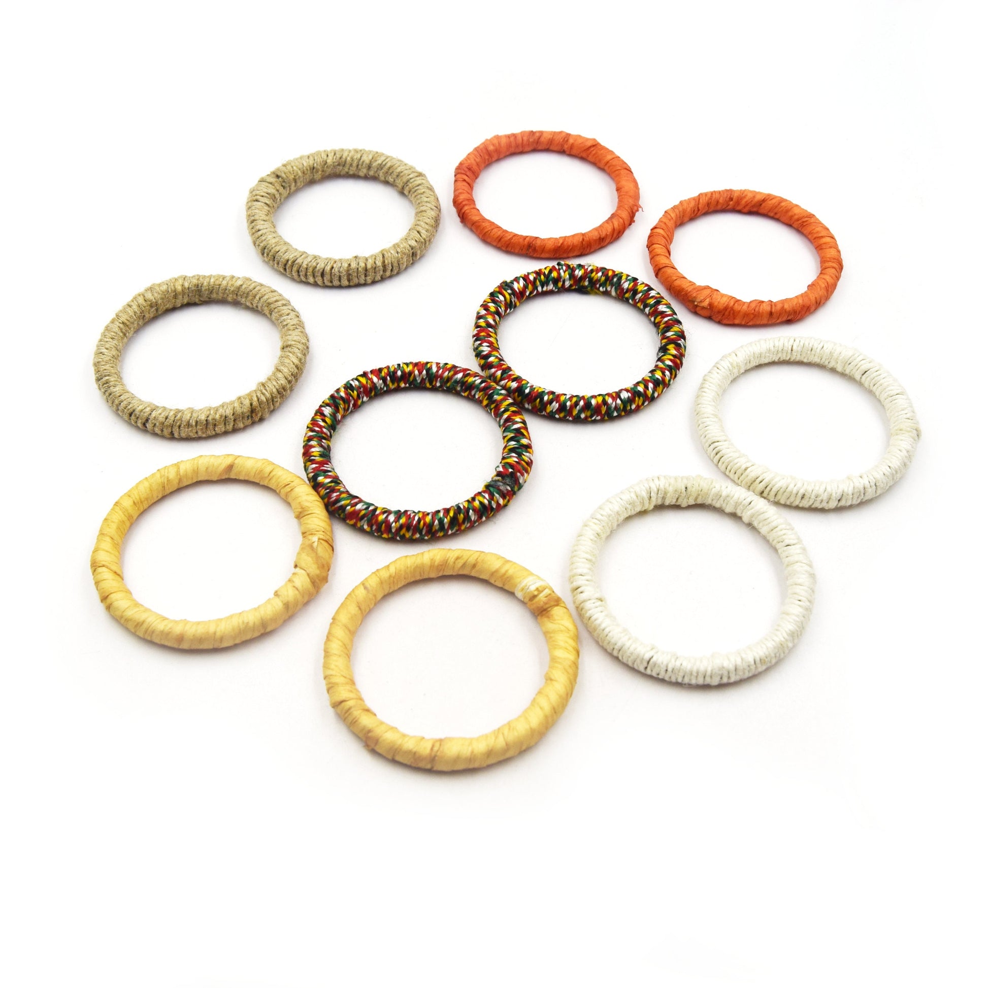 Rattan Wood Earring Finding | (Pairs)Handmade Natural Interwoven Reed or Hemp Circle Jewelry Component - Sold in Pairs