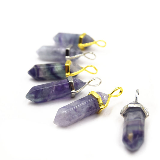 Natural Pendulum Point Pendant | Fluorite Hexagonal Point Pendant - Sold Individually