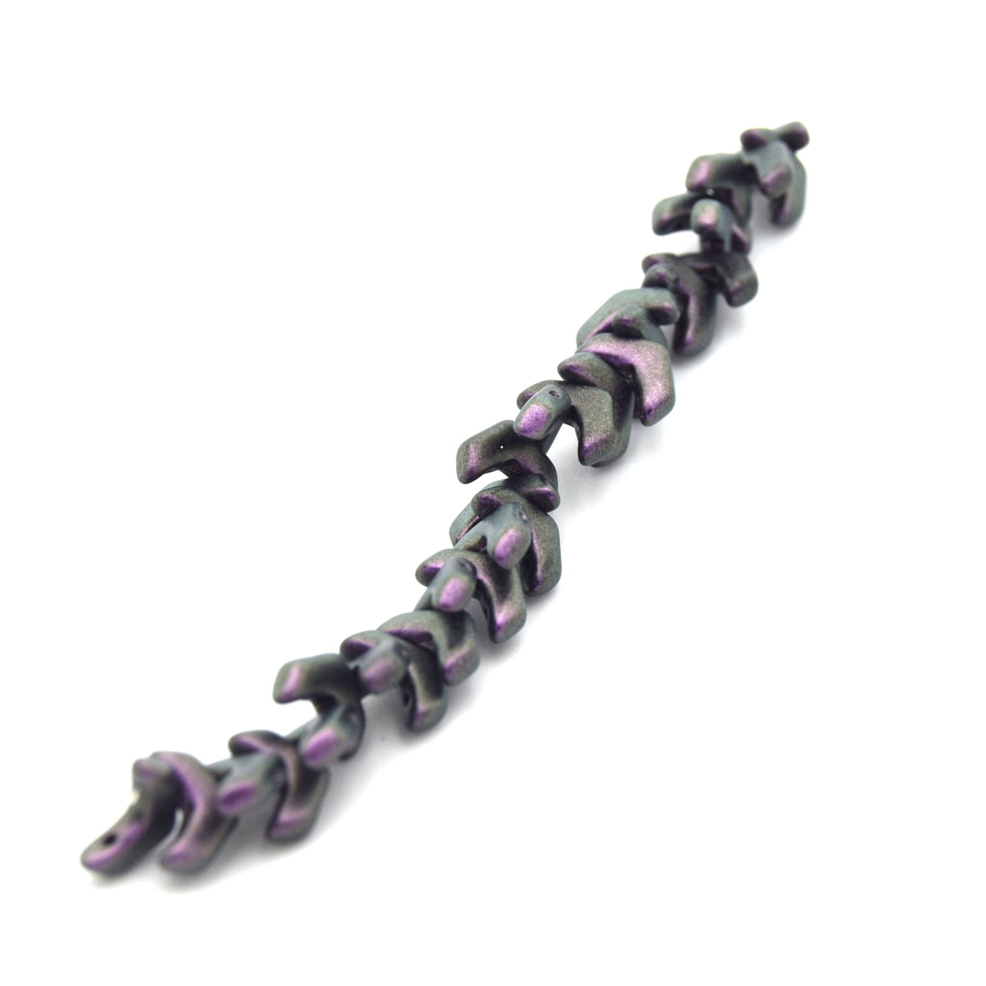 Chevron Duo Beads | 10mm x 4mm Polychrome Black Raspberry (Purple) - 2 hole Czech Glass | 30 Beads per strand
