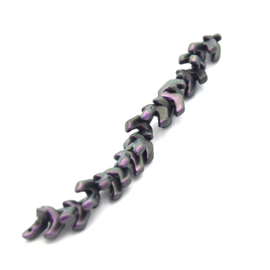 Chevron Duo Beads | 10mm x 4mm Polychrome Black Raspberry (Purple) - 2 hole Czech Glass | 30 Beads per strand