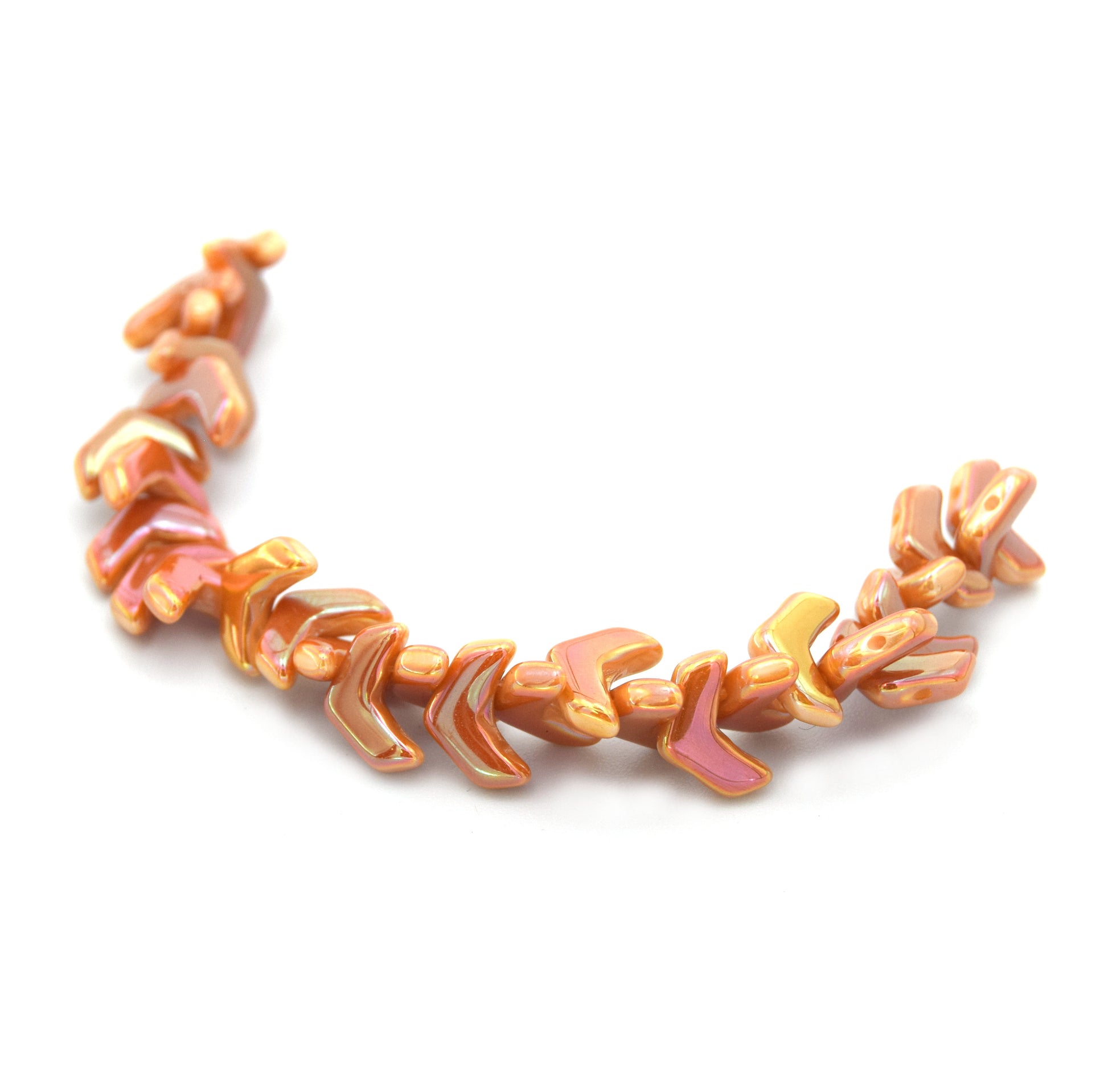 Chevron Duo Beads | 10mm x 4mm Chalk Full Apricot - 2 hole Czech Glass | 30 Beads per strand