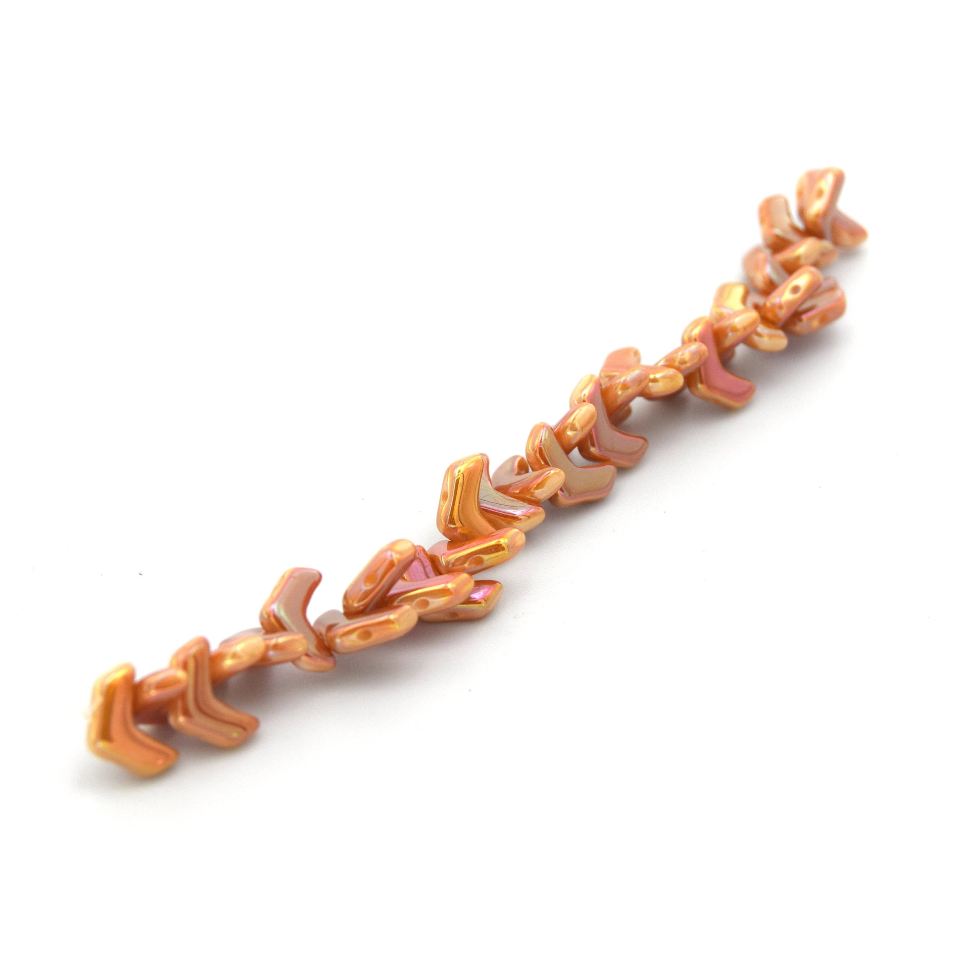 Chevron Duo Beads | 10mm x 4mm Chalk Full Apricot - 2 hole Czech Glass | 30 Beads per strand