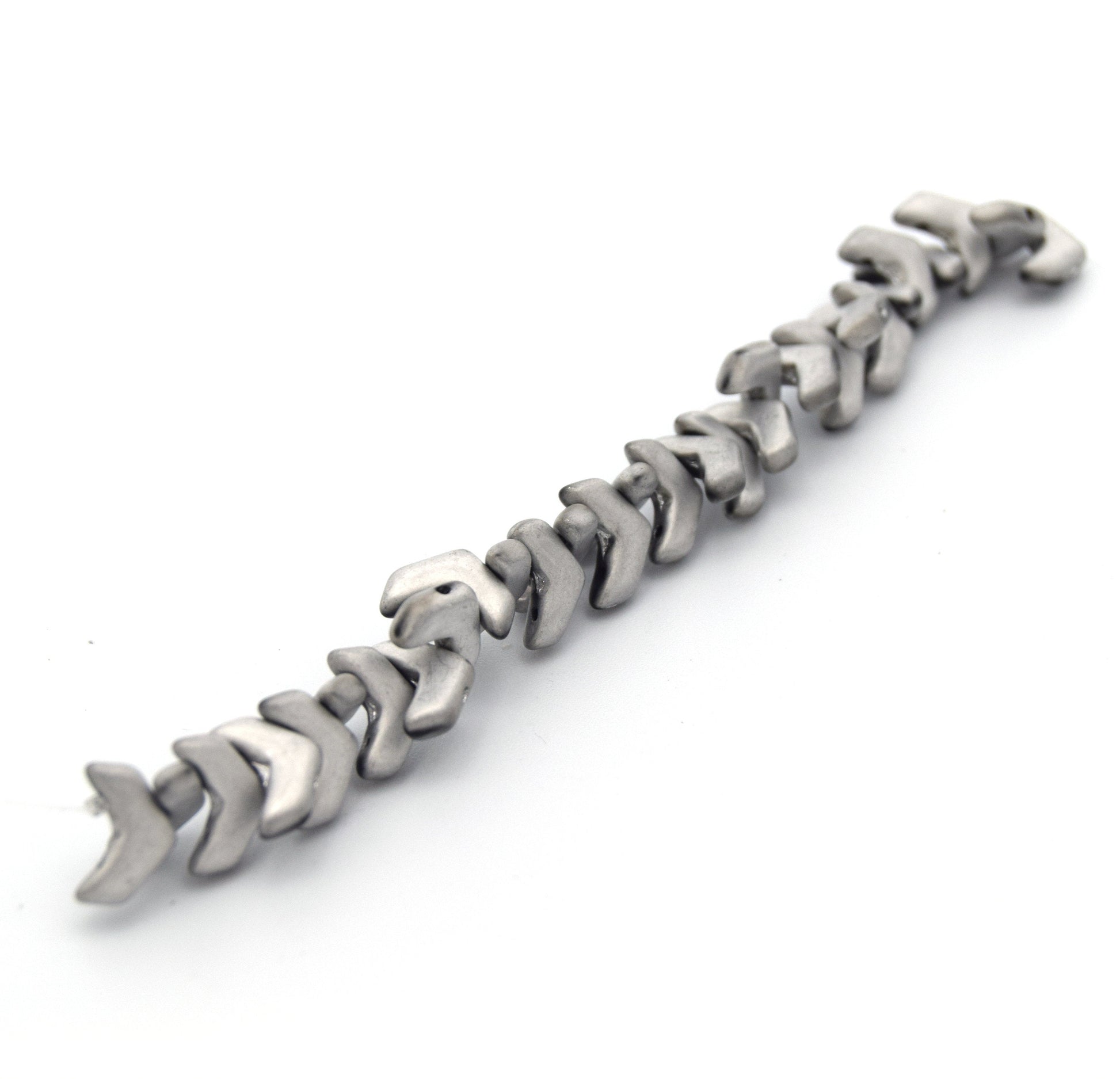 Chevron Duo Beads | 10mm x 4mm Jet Matte Labradorite SILVER - 2 hole Czech Glass | 30 Beads per strand