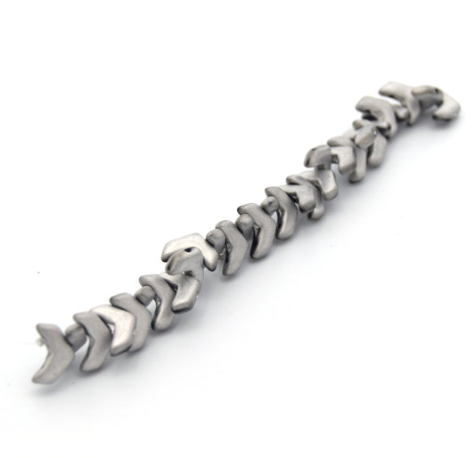 Chevron Duo Beads | 10mm x 4mm Jet Matte Labradorite SILVER - 2 hole Czech Glass | 30 Beads per strand
