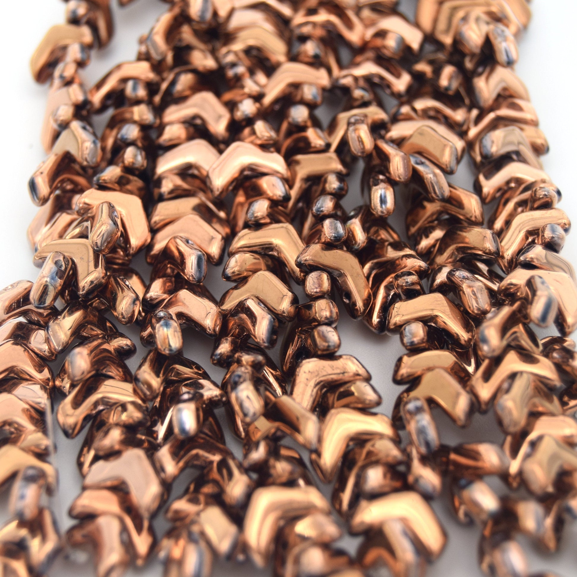 Chevron Duo Beads | 10mm x 4mm Full Capri Bronze - 2 hole Czech Glass | 30 Beads per strand