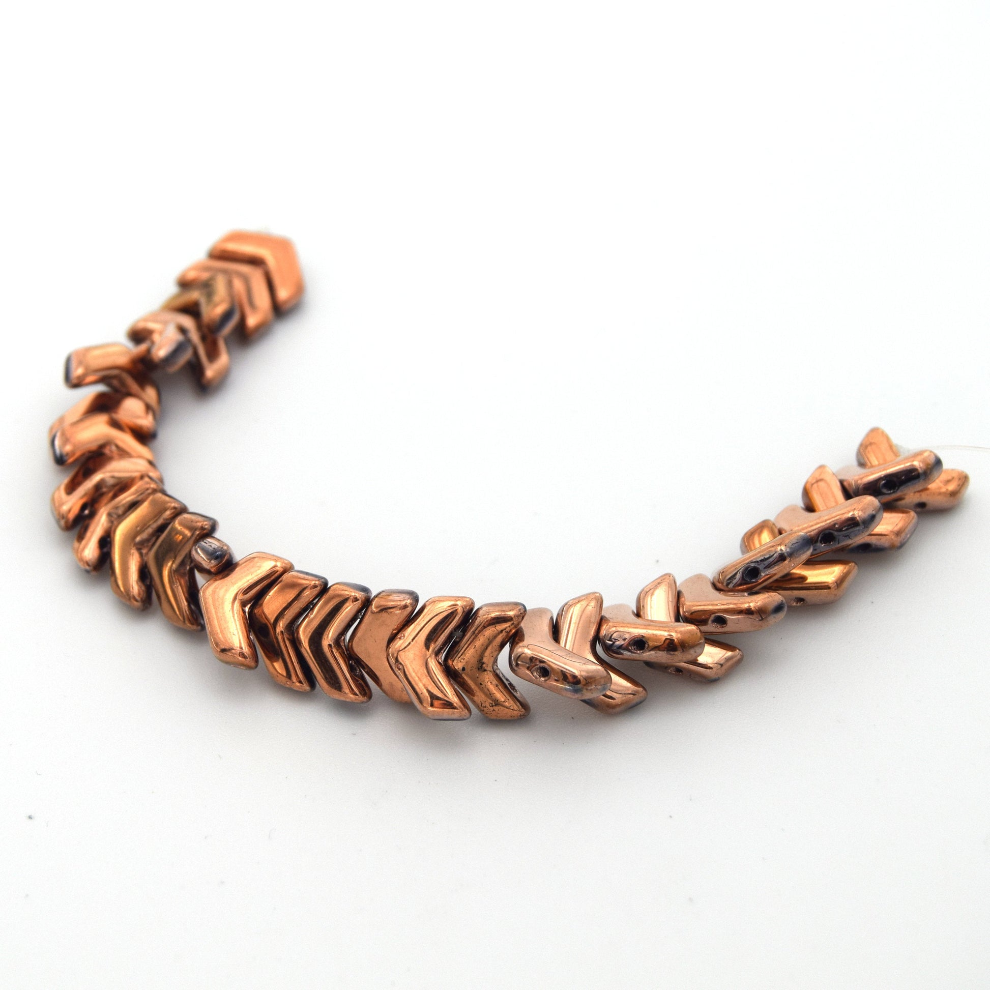 Chevron Duo Beads | 10mm x 4mm Full Capri Bronze - 2 hole Czech Glass | 30 Beads per strand