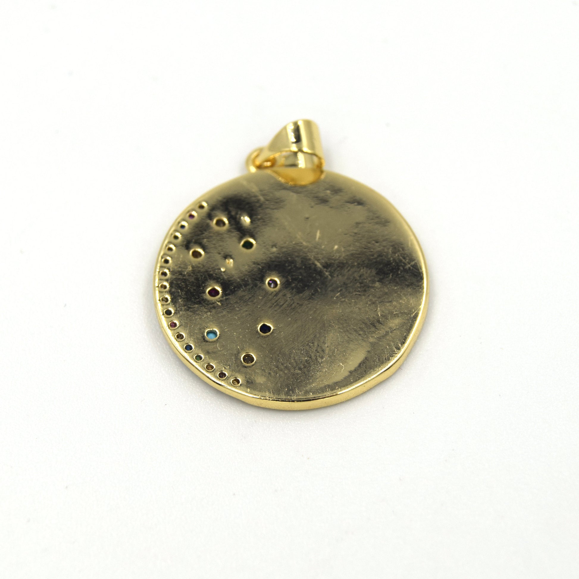CZ Enamel Pendant | 23mm Enamel Half Moon with CZ Embellishment - White, Black, Red, Pink available