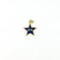 Enamel Brass Pendant | 18mm Enamel Star with Teal Evil Eye - White, Black, Red, Blue available