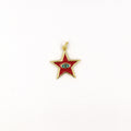 Enamel Brass Pendant | 18mm Enamel Star with Teal Evil Eye - White, Black, Red, Blue available