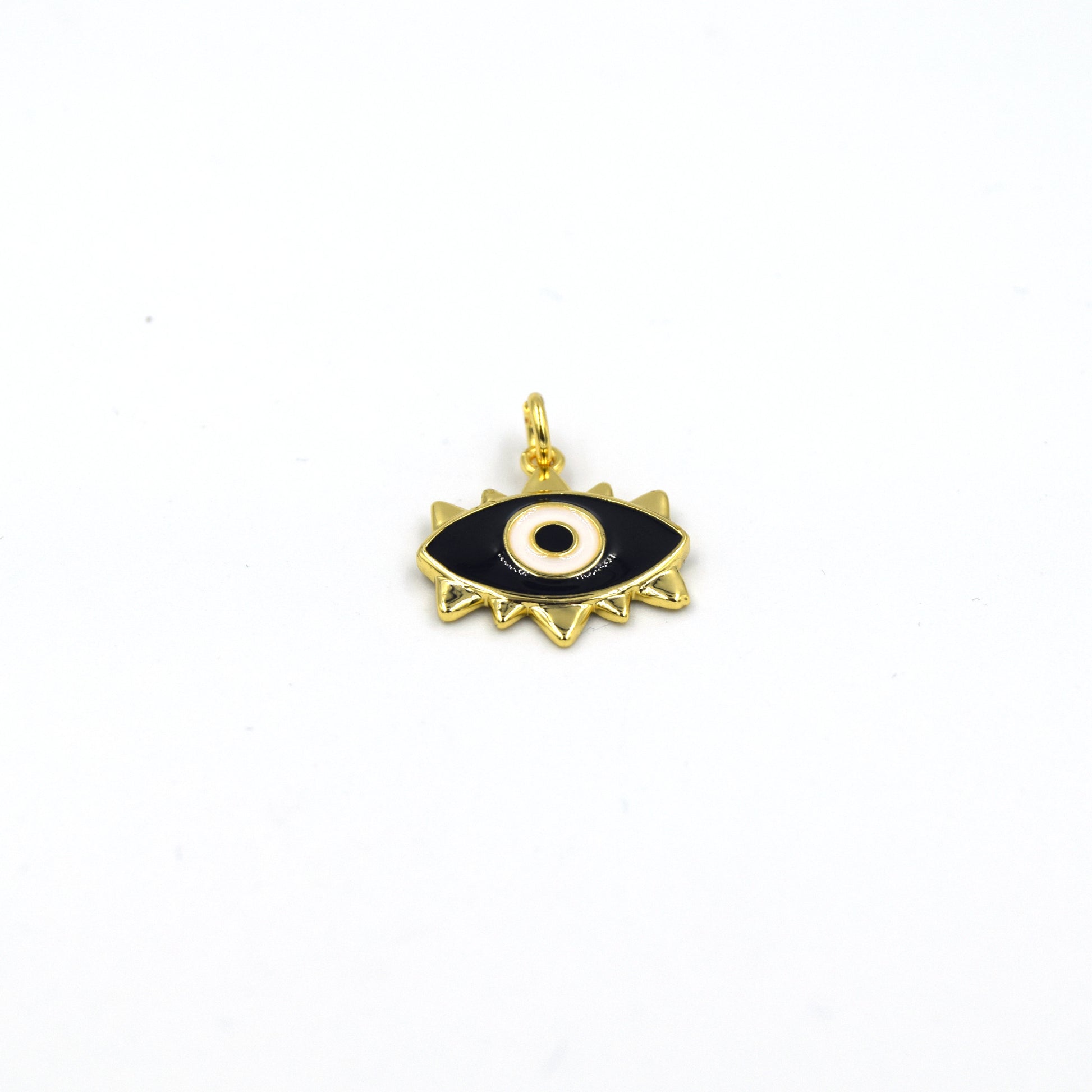 Enamel Brass Pendant | 16mm Enamel Evil Eye - White, Black, Red available