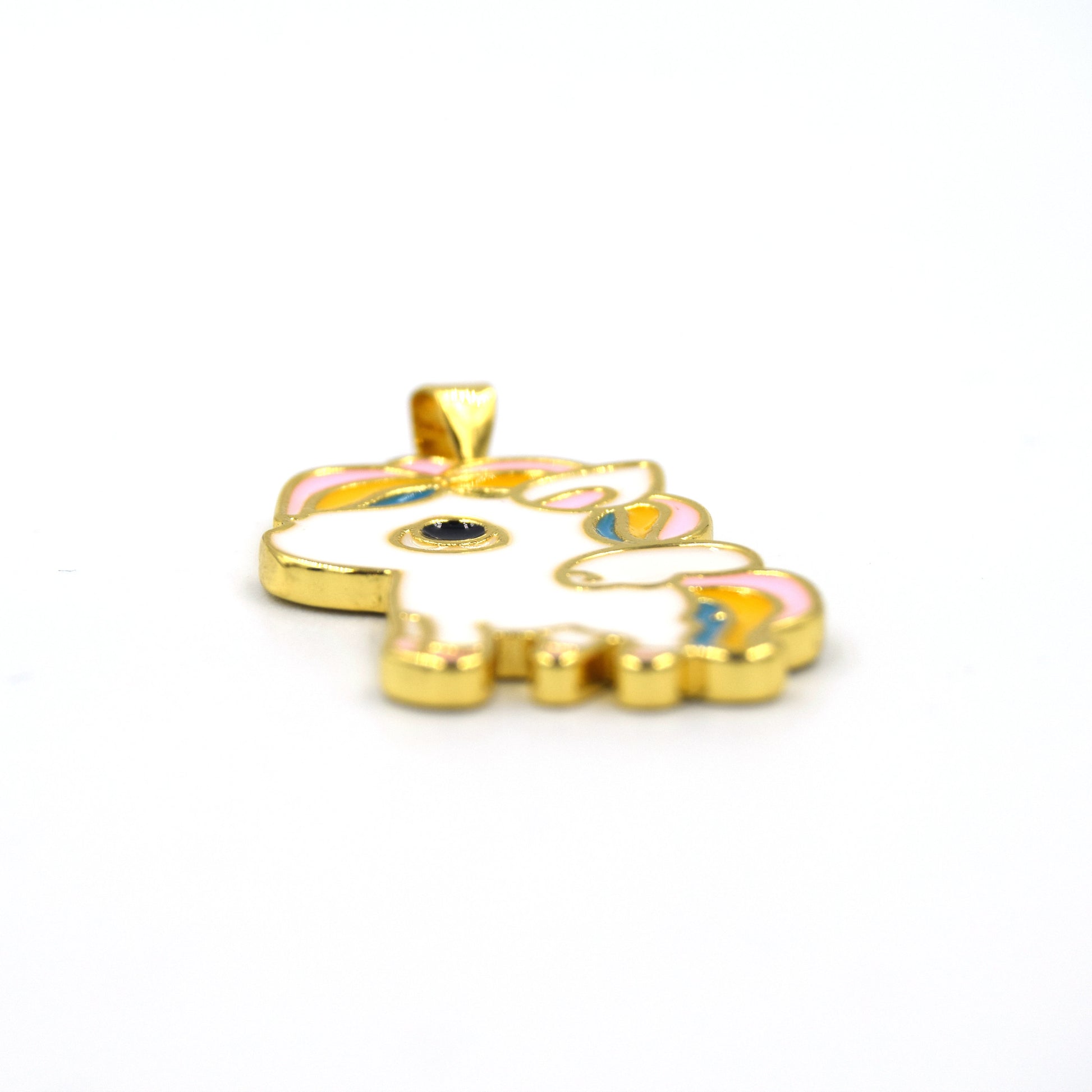 Enamel Brass Pendant | 30mm White Pegasus - Pastel colored