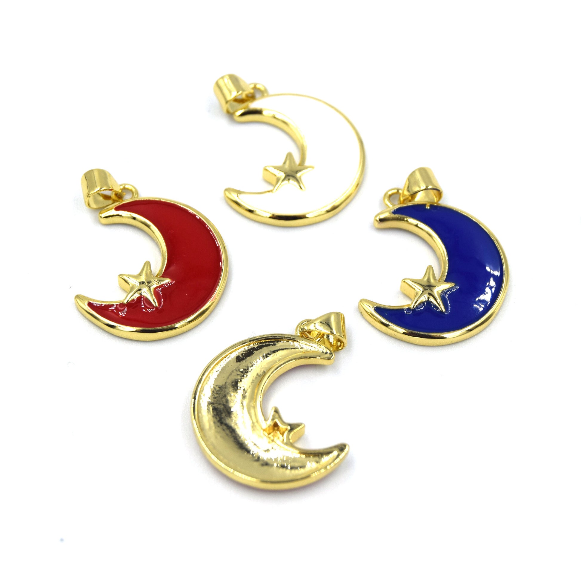 Celestial Jewelry Pendant | 20mm Enamel Moon and Star Pendant
