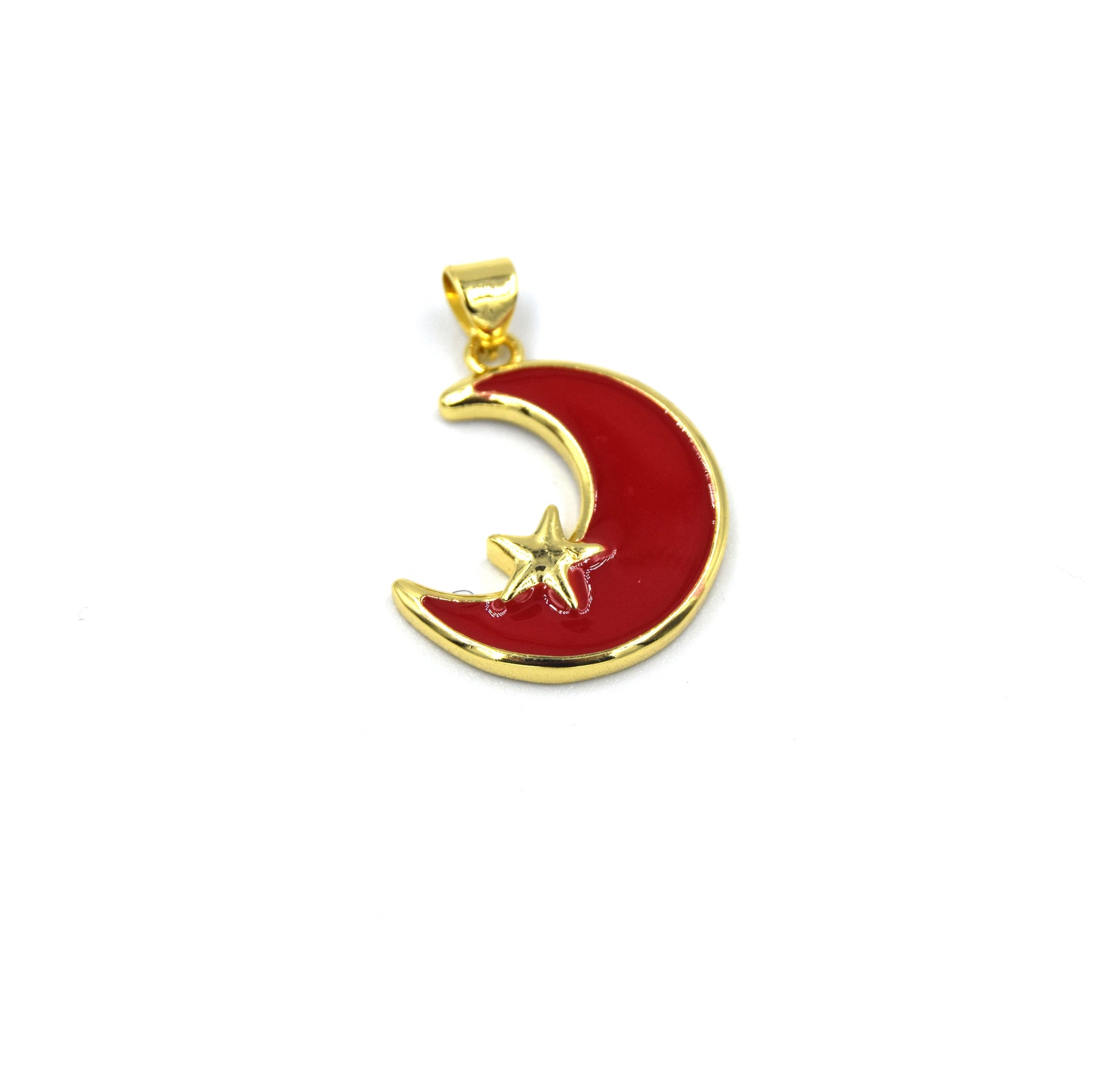 Celestial Jewelry Pendant | 20mm Enamel Moon and Star Pendant
