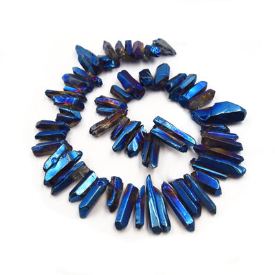 Titanium Crystal Quartz Point Beads | Smooth Stick Crystal Bead - Gold Silver Blue Available