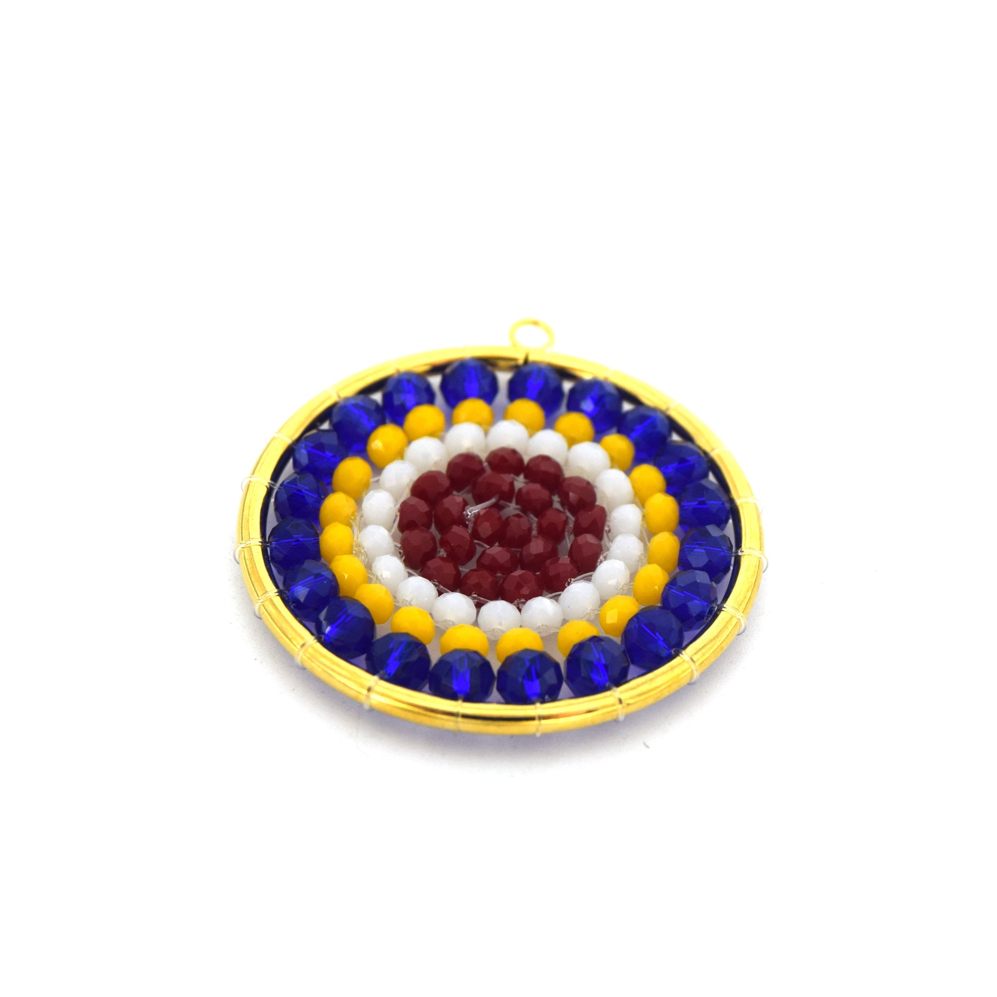Beaded Pendant | Seed Bead Component | 35mm Circle Shaped Gold Jewelry Component