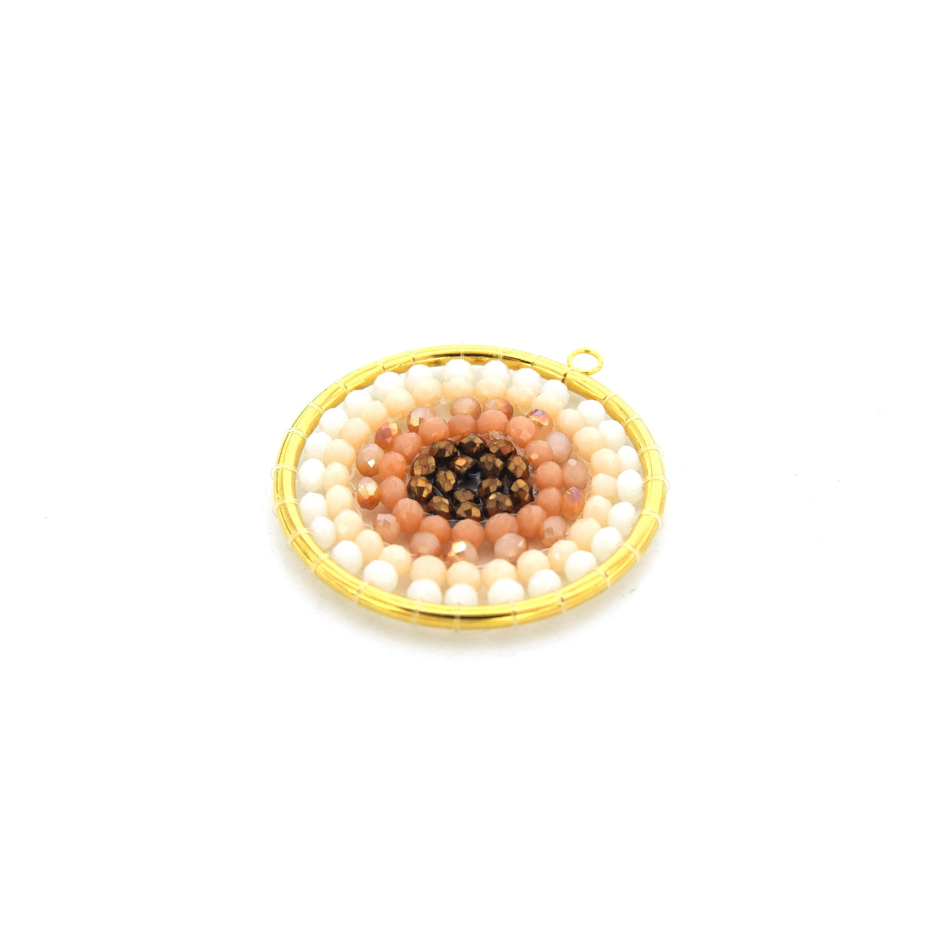 Beaded Pendant | Seed Bead Component | 35mm Circle Shaped Gold Jewelry Component