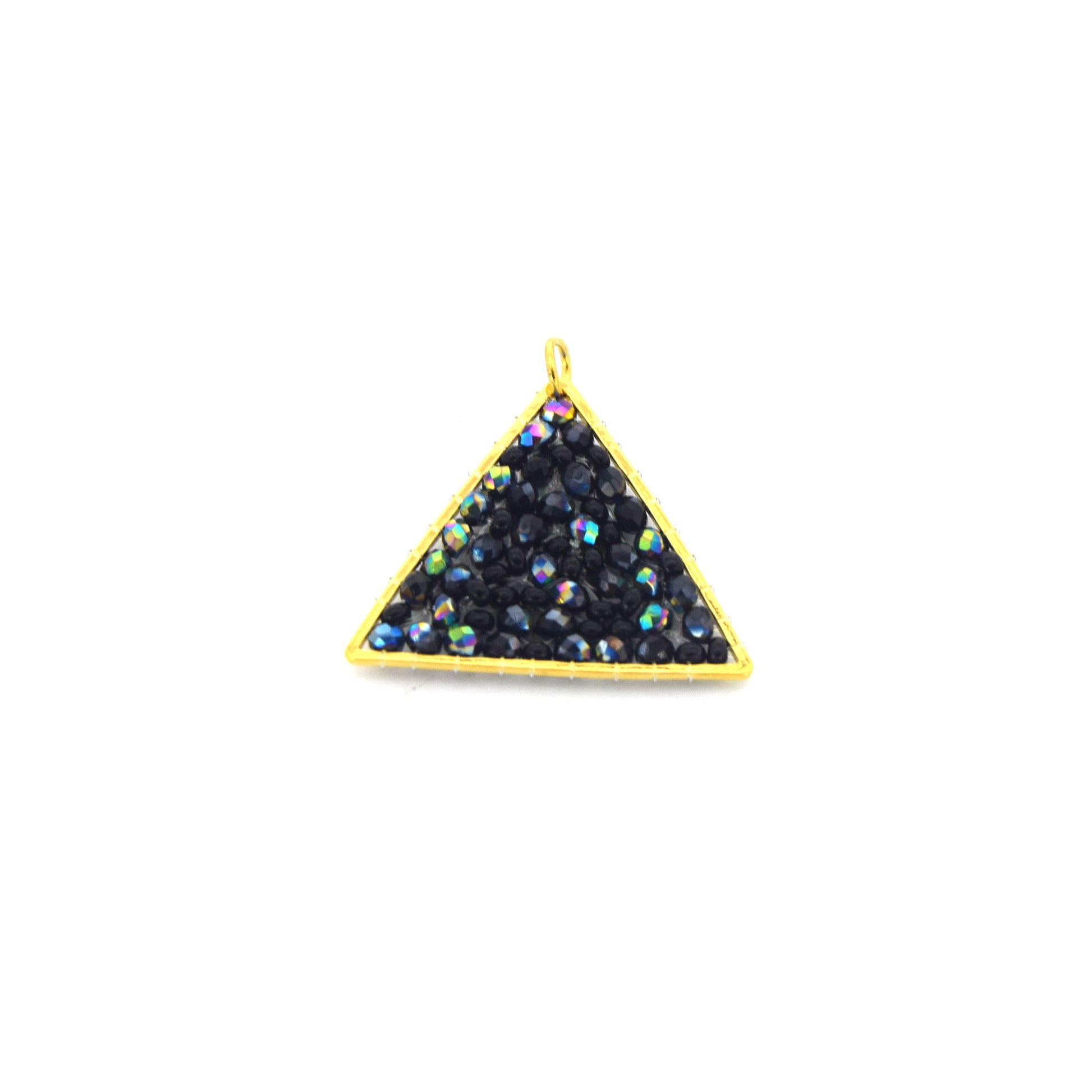 Seed Bead Component | 25mm x 30mm Triangle Shaped Gold Jewelry Component -Red, Black, Teal Available
