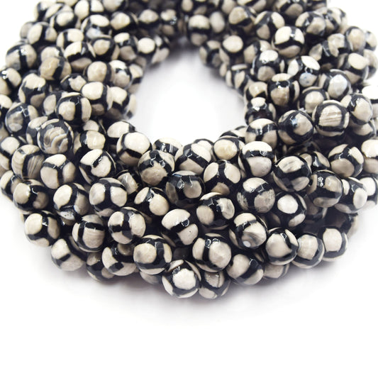 Tibetan Agate Beads | Dzi Beads | Dyed Cream Faceted Honeycomb Round Gemstone Beads - 8mm 10mm 12mm Available