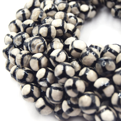 Tibetan Agate Beads | Dzi Beads | Dyed Cream Faceted Honeycomb Round Gemstone Beads - 8mm 10mm 12mm Available