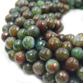 Fire Agate Beads | Dyed Green Brown Mix Faceted Round Gemstone Beads - 12mm 14mm Available