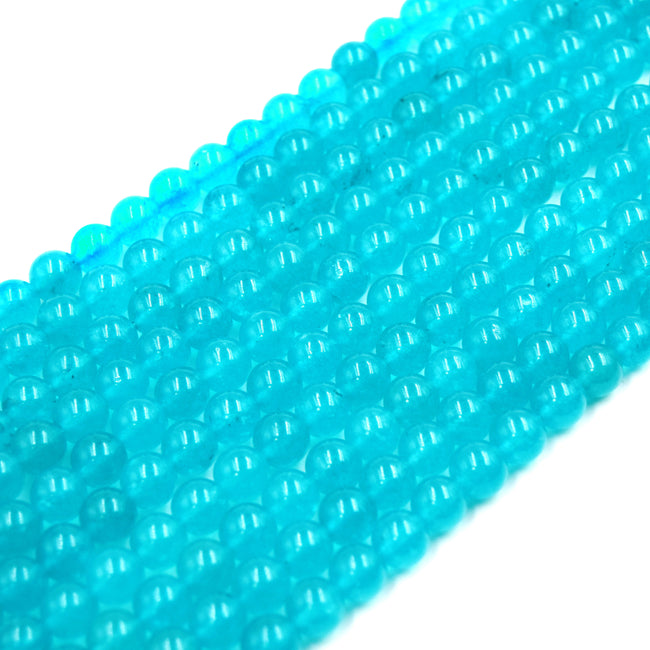 Teal Chalcedony Beads |  Natural Smooth Round Gemstone Beads - 6mm 8mm 10mm Available