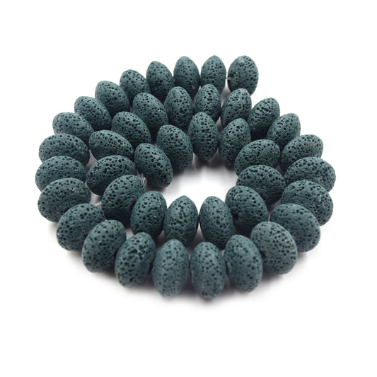 Lava Beads | 16mm Dark Teal Saucer Diffuser Bead - Approx 43 beads per strand (10mm thick)