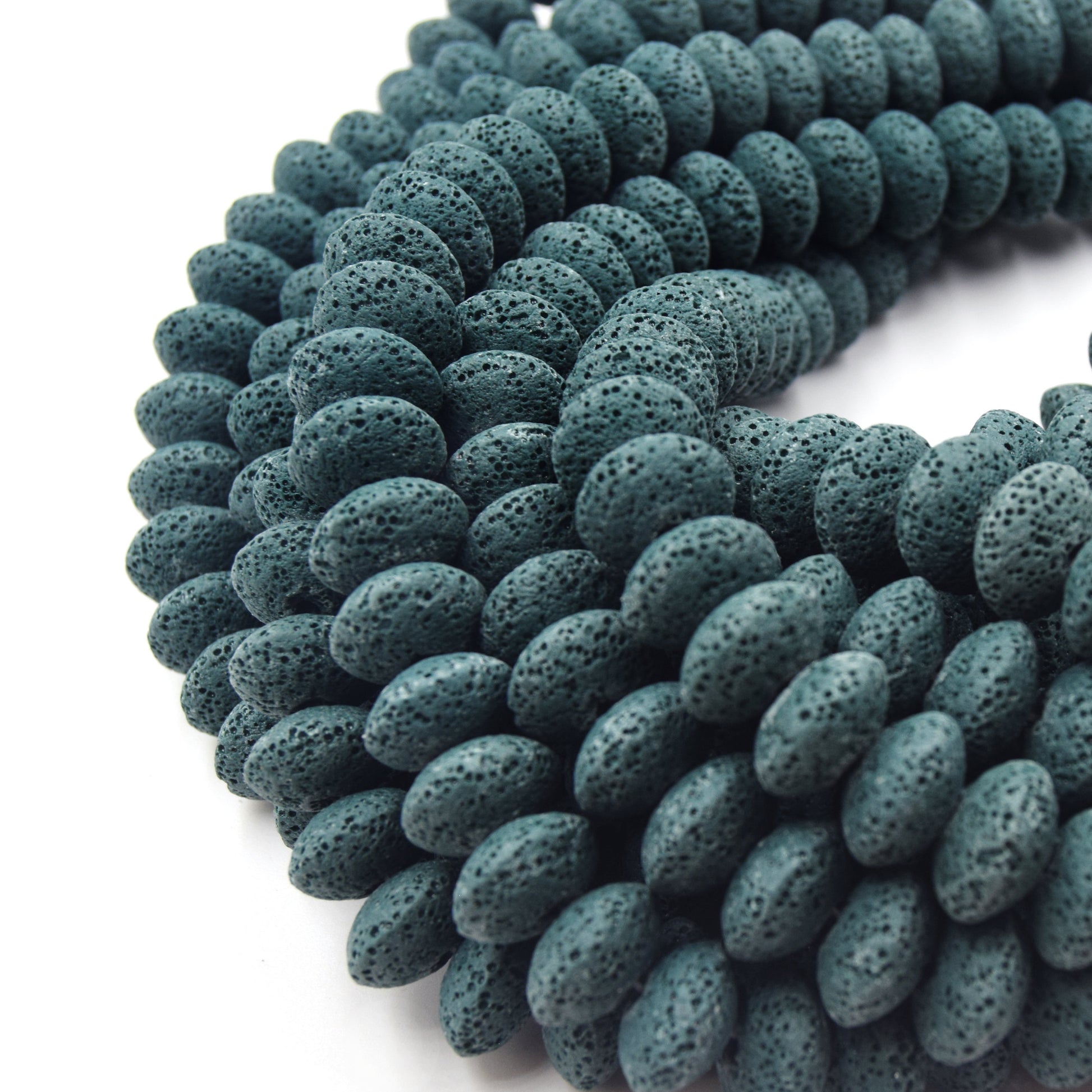 Lava Beads | 16mm Dark Teal Saucer Diffuser Bead - Approx 43 beads per strand (10mm thick)