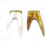 Bone Pendant | Flat Antler Tusk Shaped Natural Ox Bone Pendant with Dotted Gold Cap - 2 Colors available