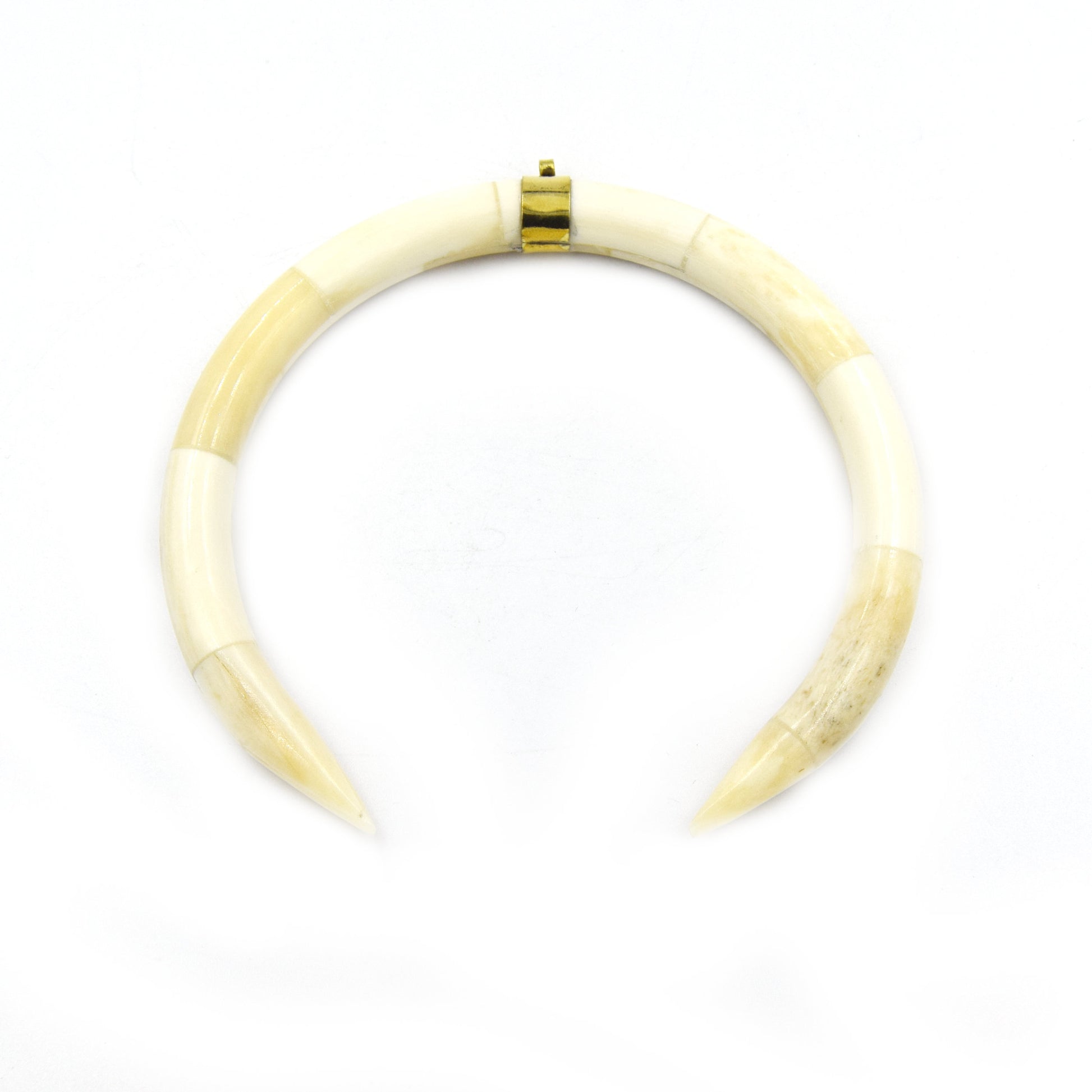 Bone Crescent Pendant | 4.5" Inch Crescent Shaped Natural Ox Bone with Gold Bail | White or Brown - 10mm Thick
