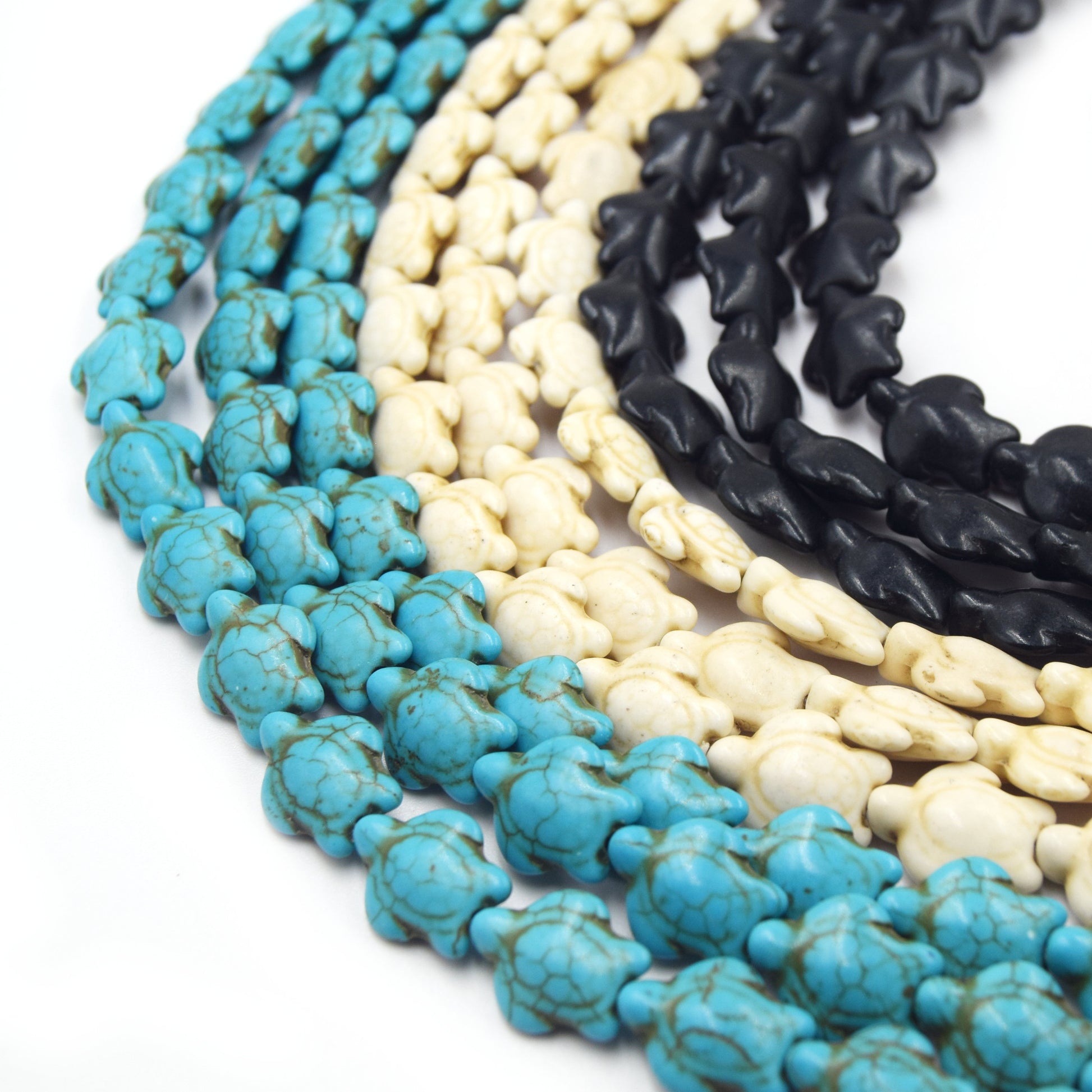 Howlite Turtle Beads | Dyed Turtle Shaped Beads - Available in White Black Turquoise