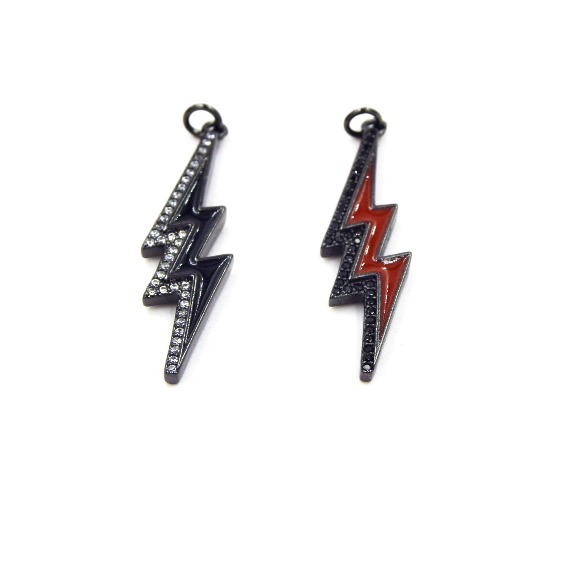 Lightning Bolt Cubic Zirconia Charm | CZ Pendant | 11mm x 36mm