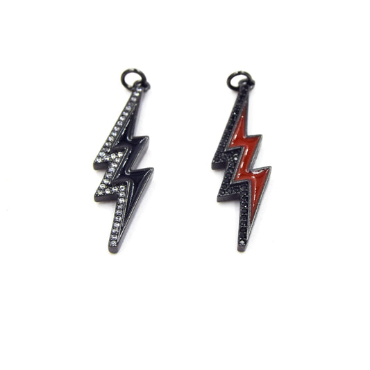 Lightning Bolt Cubic Zirconia Charm | CZ Pendant | 11mm x 36mm