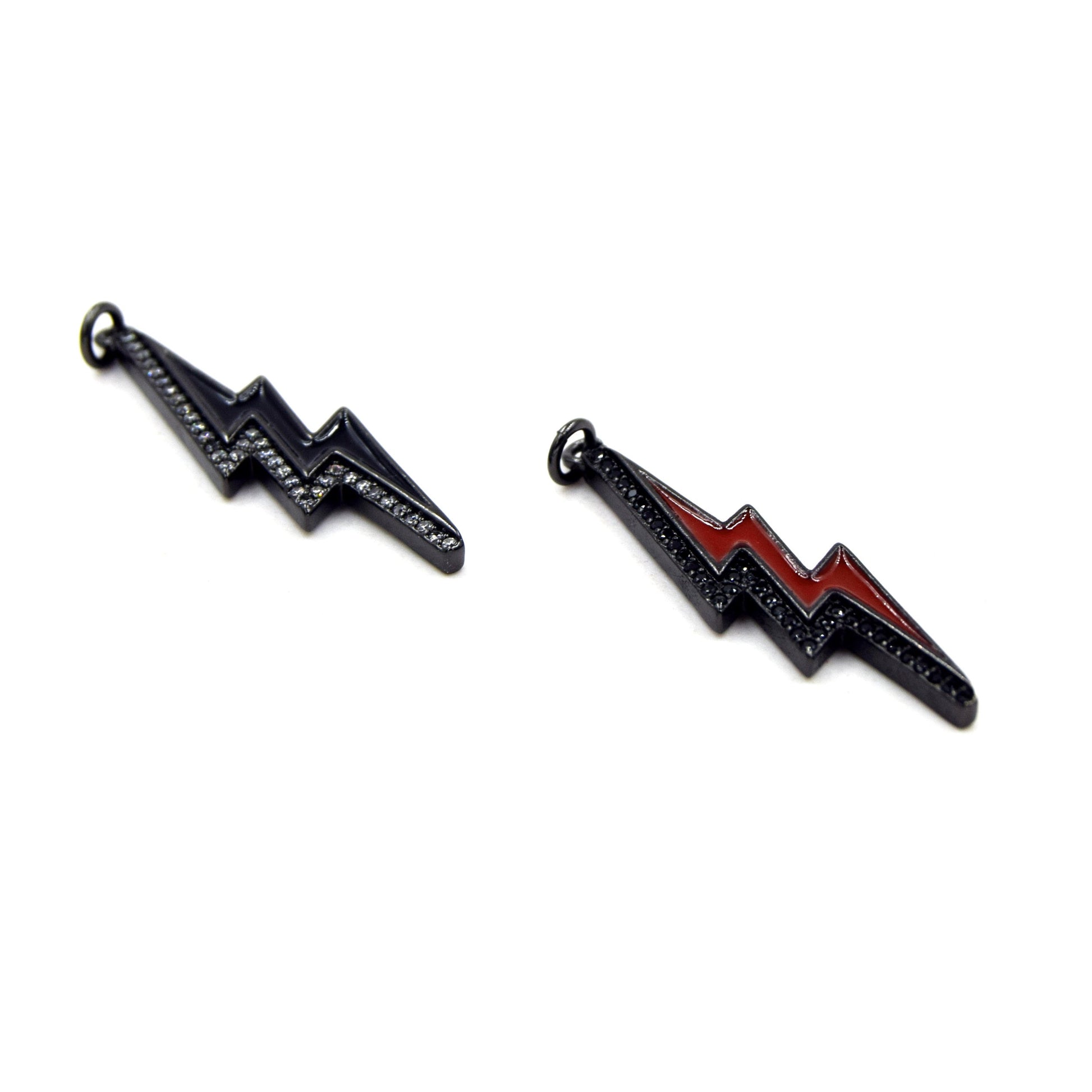Lightning Bolt Cubic Zirconia Charm | CZ Pendant | 11mm x 36mm