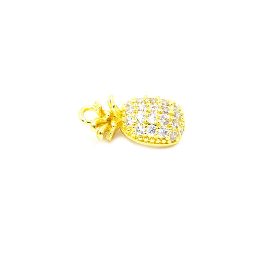 CZ Pendant | 8mm x 13mm Pineapple Shaped Cubic Zirconia Gold Plated Pendant/Charm