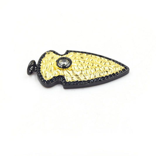 CZ Pendant | 15mm x 29mm Arrow Shaped Cubic Zirconia Gold Plated Pendant/Charm