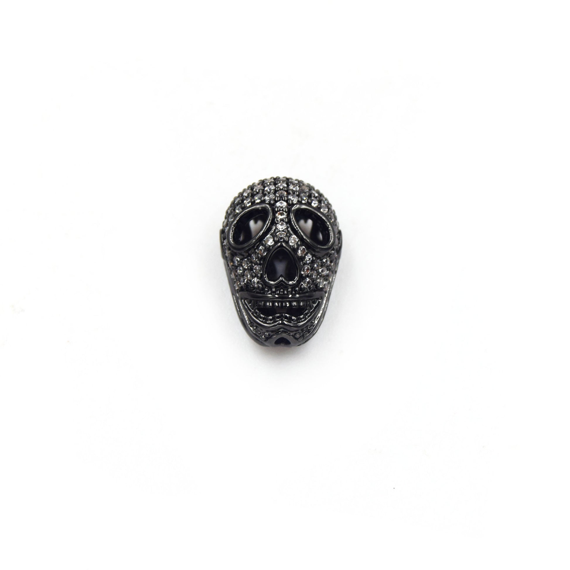 CZ Spacer Charm | 11mm x 16mm Skull Shaped Cubic Zirconia Spacer Charm - Gold and Gunmetal available