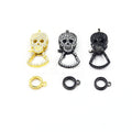 CZ Lobster Clasp | 12mm x 22mm Skull Shaped Cubic Zirconia Lobster Clasp - Gold and Gunmetal available