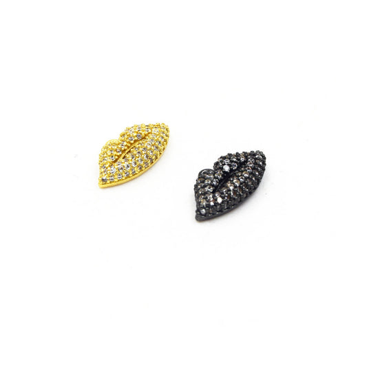 CZ Pendant | 8mm x 17mm Lips Shaped Cubic Zirconia Pendant/Charm - Gold and Gunmetal available