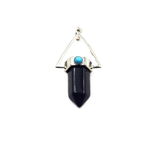 Natural Pendulum Point Pendant | Quartz Tiger Eye Agate Lapis Aventurine Opalite Howlite Hexagonal Point Pendant - Sold Individually