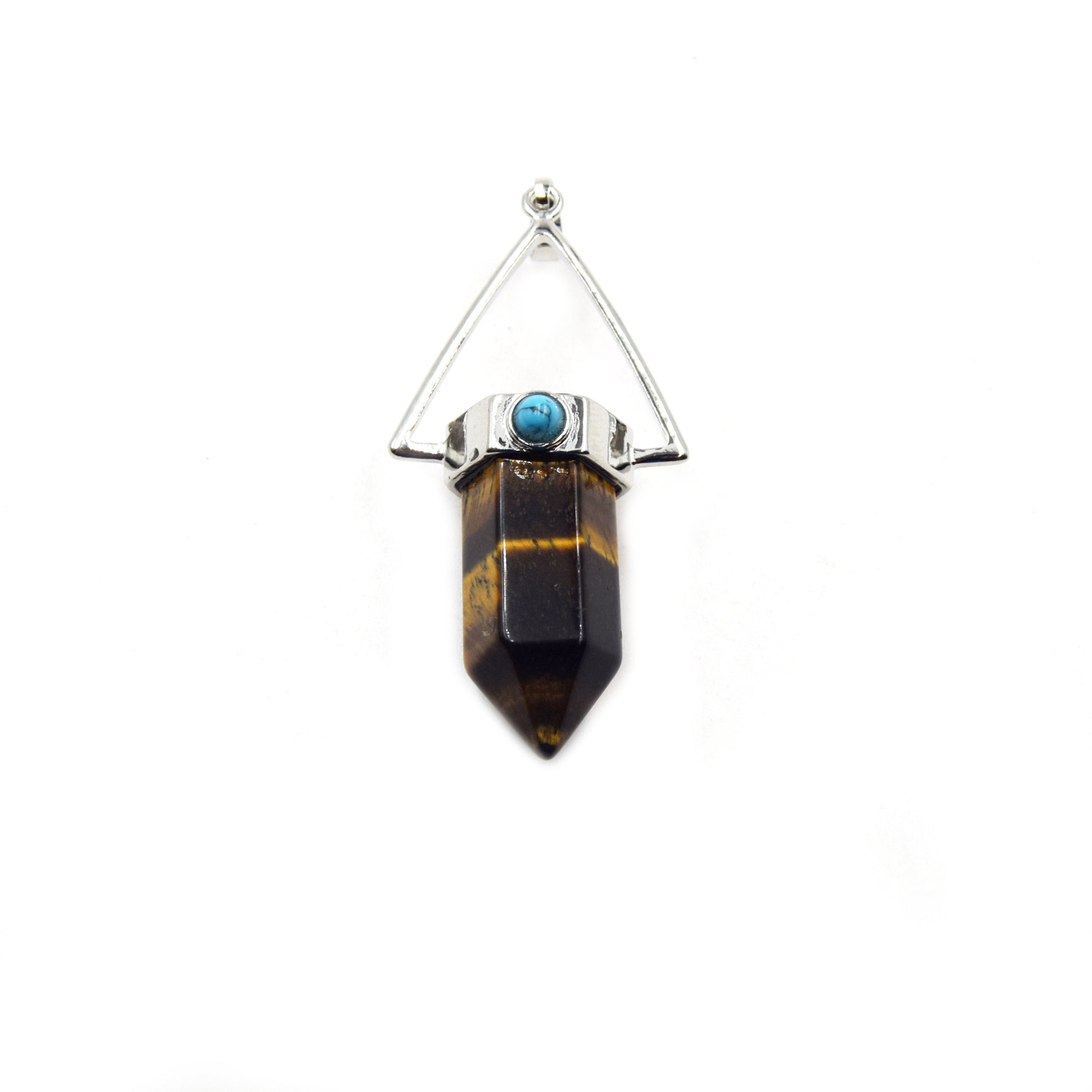 Natural Pendulum Point Pendant | Quartz Tiger Eye Agate Lapis Aventurine Opalite Howlite Hexagonal Point Pendant - Sold Individually