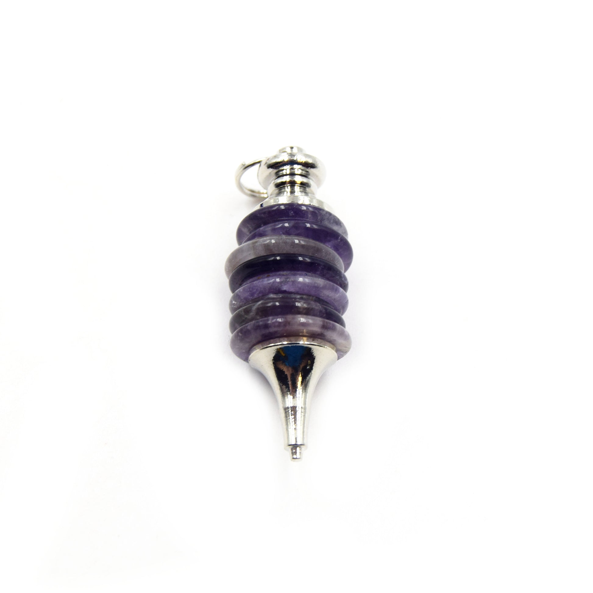Natural 7 Chakra Disc Pendulum Point Pendant | Quartz Tiger Eye Lapis Aventurine Jasper Citrine Amethyst Point Pendant - Sold Individually