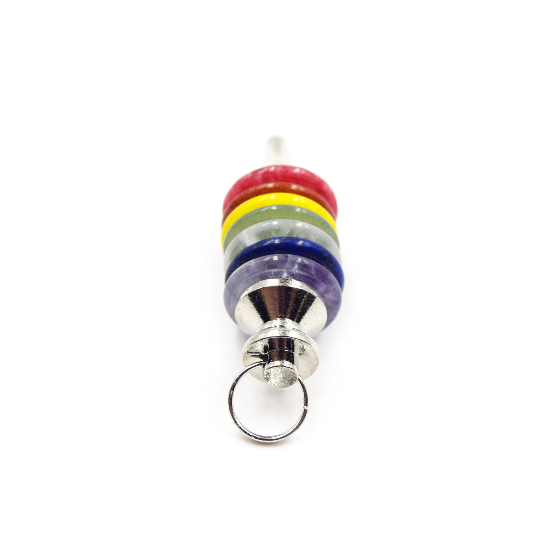 Natural 7 Chakra Disc Pendulum Point Pendant | Quartz Tiger Eye Lapis Aventurine Jasper Citrine Amethyst Point Pendant - Sold Individually