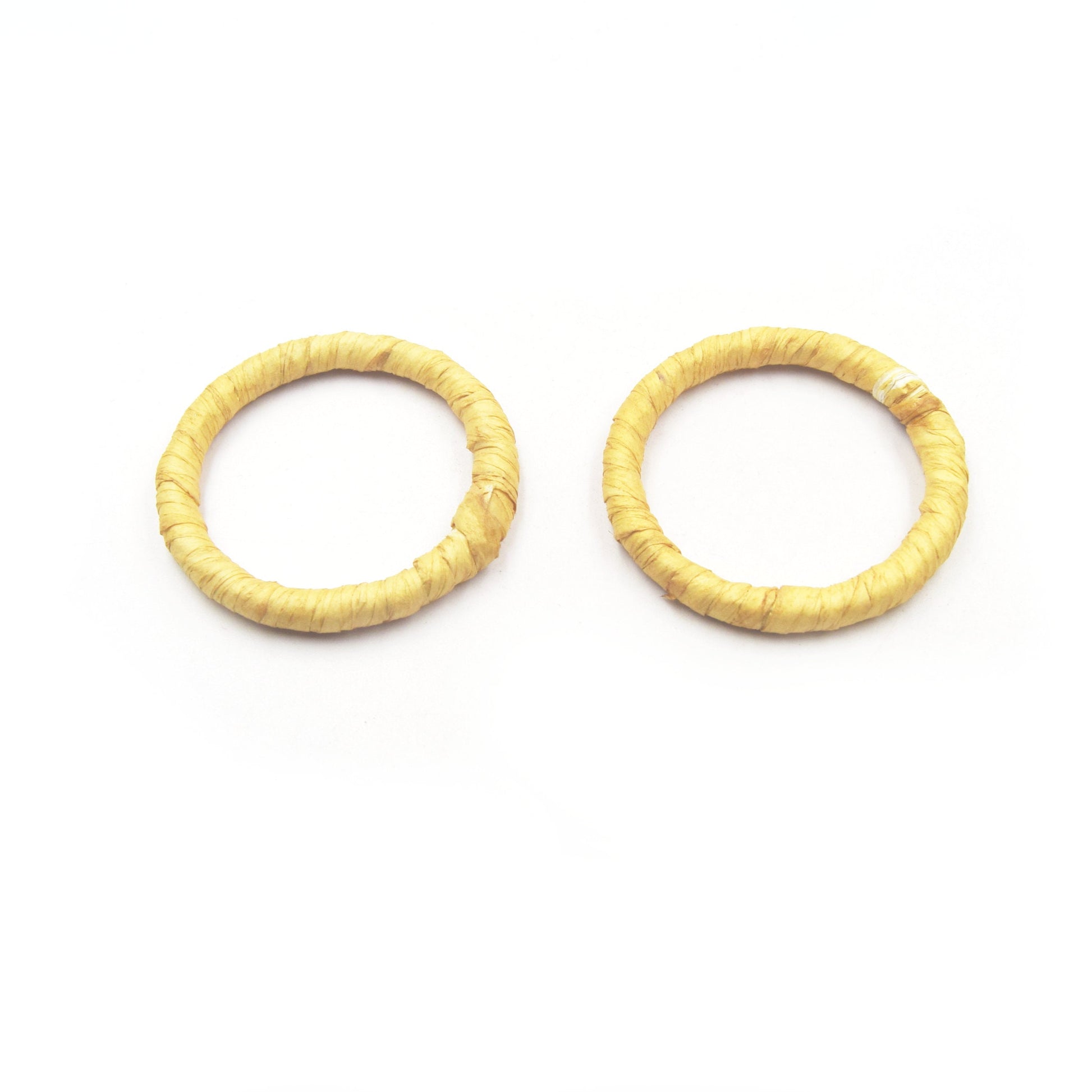Rattan Wood Earring Finding | (Pairs)Handmade Natural Interwoven Reed or Hemp Circle Jewelry Component - Sold in Pairs