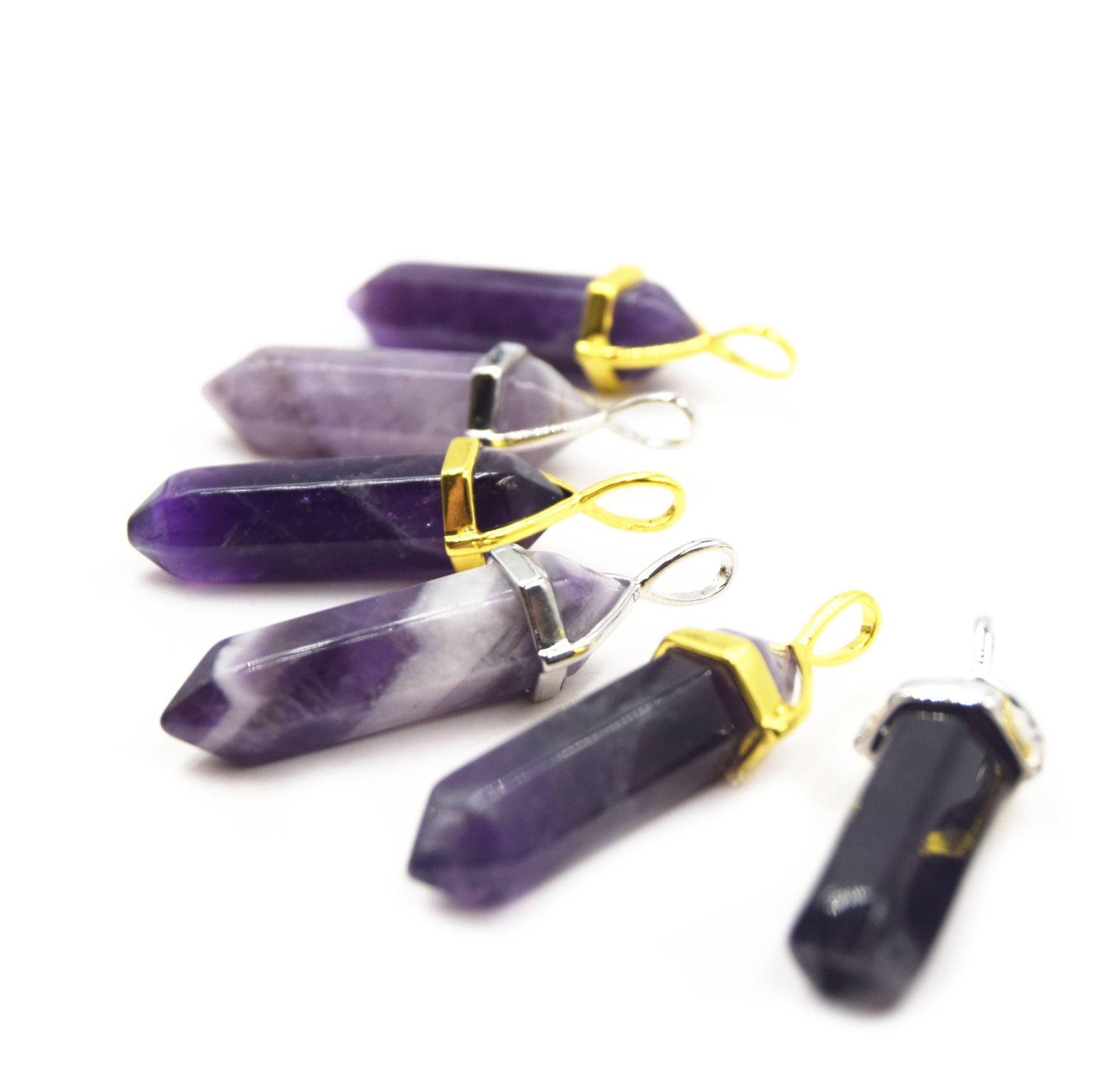 Natural Pendulum Point Pendant | Amethyst Hexagonal Point Pendant - Sold Individually