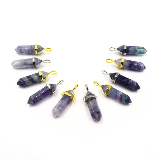 Natural Pendulum Point Pendant | Fluorite Hexagonal Point Pendant - Sold Individually