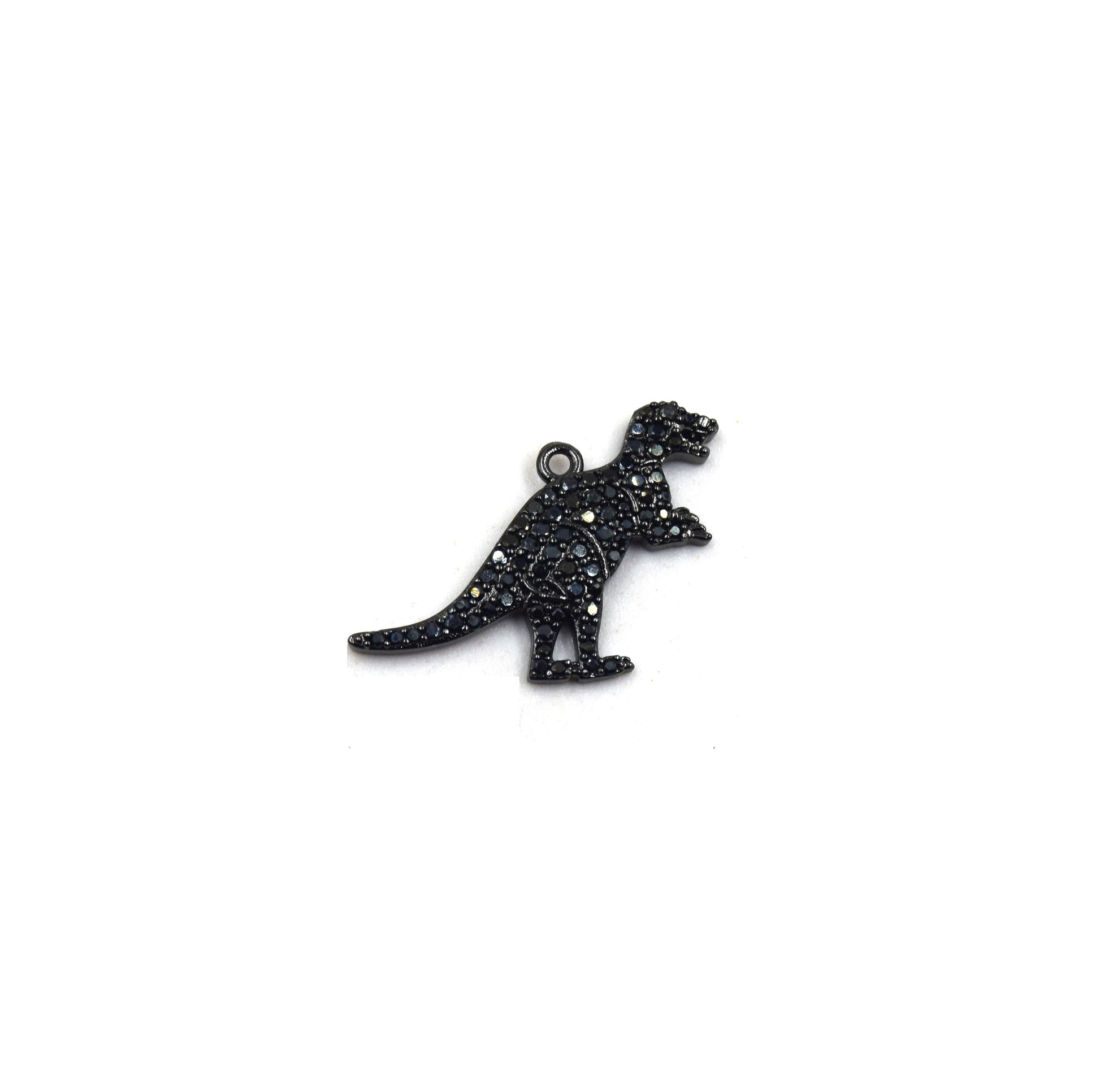 CZ Pendant | 18mm x 25mm Dinosaur Shaped Cubic Zirconia Pendant Charm - Gold and Gunmetal