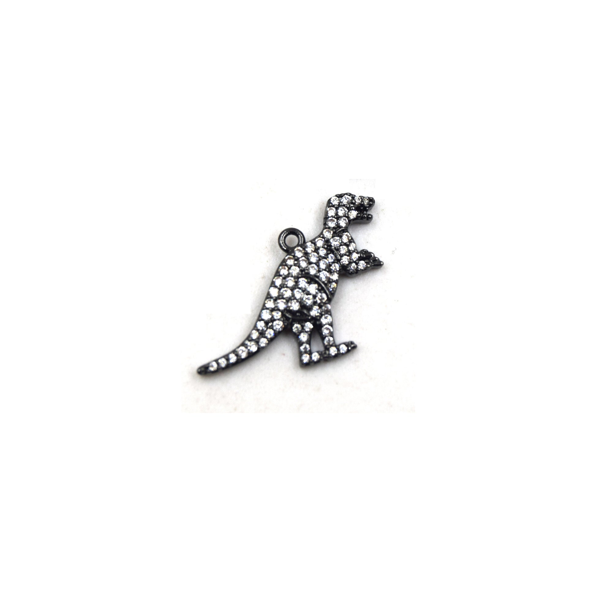 CZ Pendant | 18mm x 25mm Dinosaur Shaped Cubic Zirconia Pendant Charm - Gold and Gunmetal