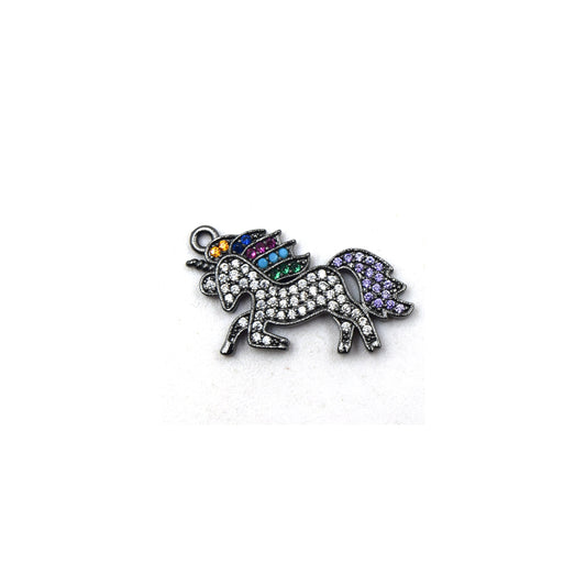 CZ Pendant | 15mm x 25mm Unicorn Shaped Cubic Zirconia Pendant/Charm - Gold and Gunmetal available