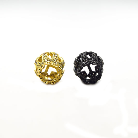 CZ TASSEL CAP | 15mm x 15mm Crown Shaped Cubic Zirconia Pendant Tassel Cap - Gold and Gunmetal available